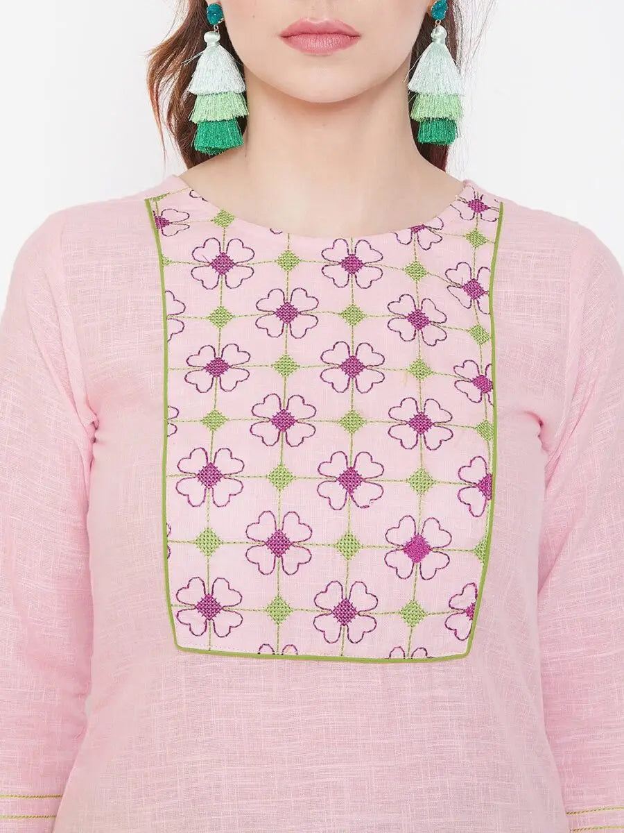 winered-light-pink-straight-cotton-embroidered-kurta