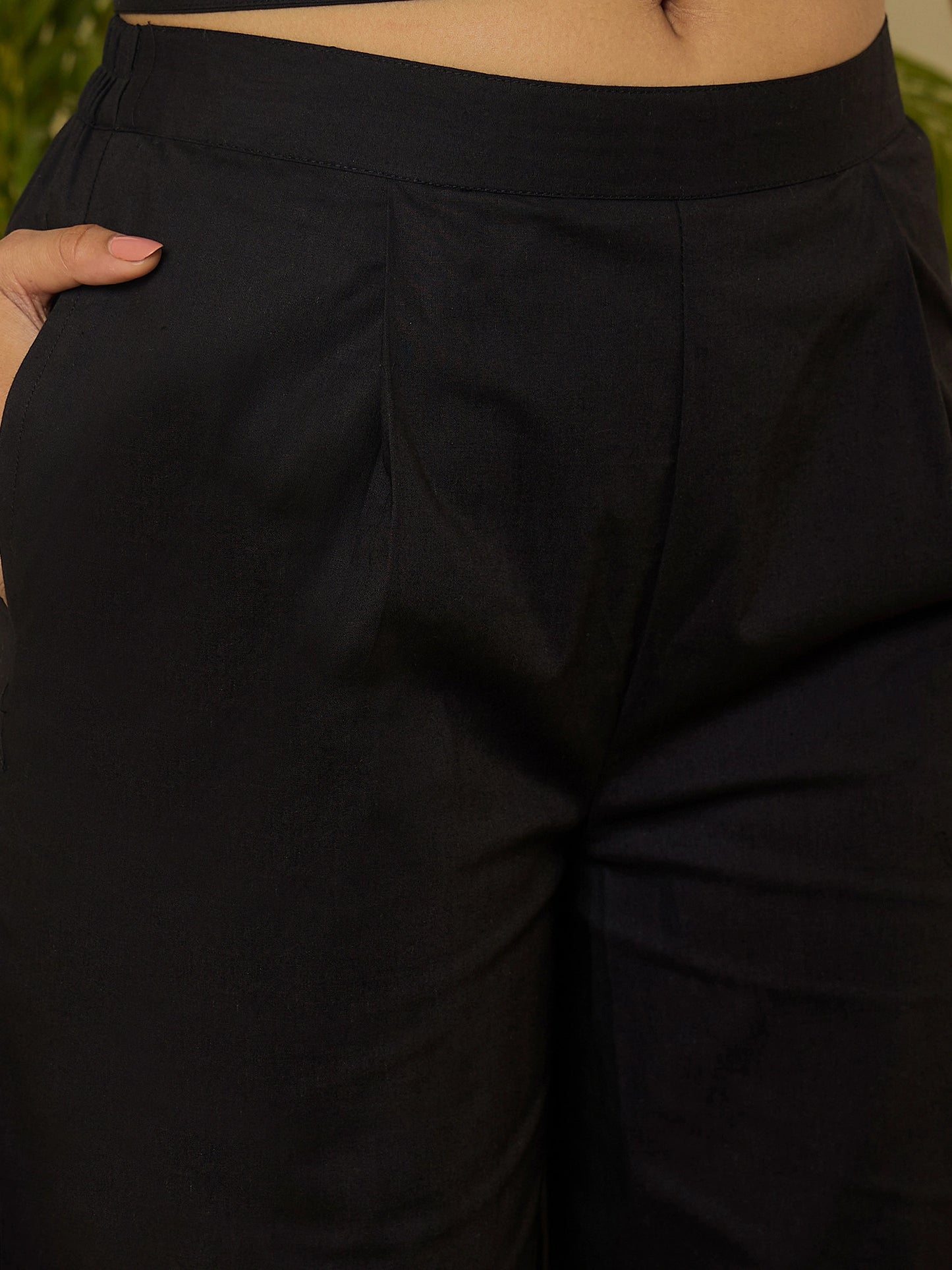 Black Cotton Embroidered Wrap  Top Co-ord Set