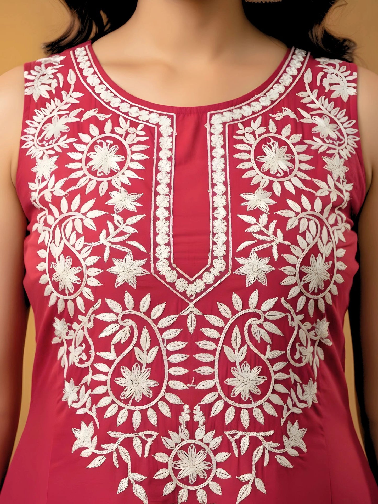 Women Red Flared Kurta, Sharara and Dupatta Set