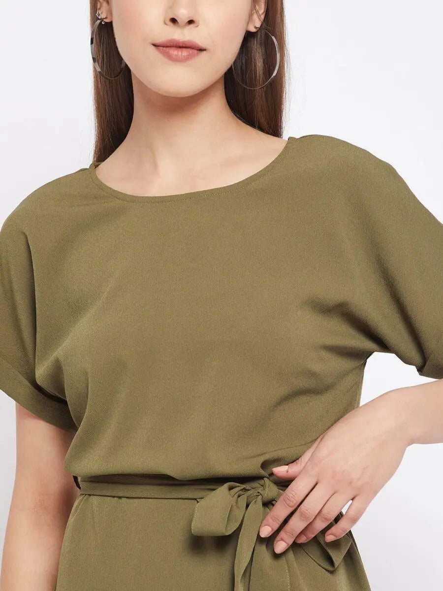 winered-green-sheath-crepe-solid-dress
