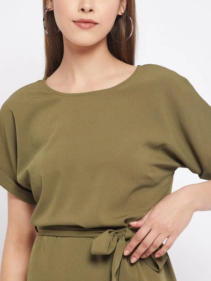 winered-green-sheath-crepe-solid-dress