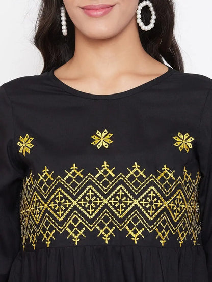 winered-black-embroidered-rayon-empire-waist-top