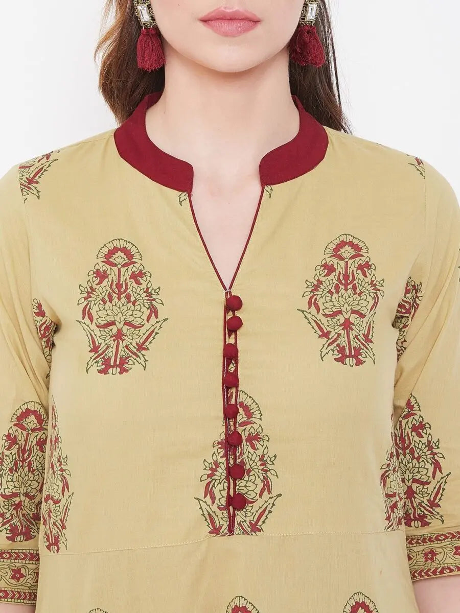 winered-beige-a-line-cotton-printed-kurta-and-pant-set