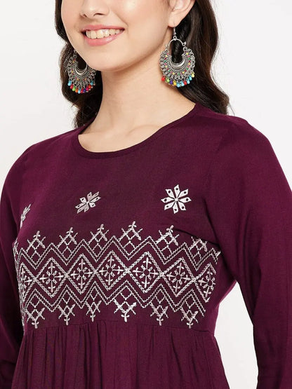 winered-purple-embroidered-rayon-a-line-top