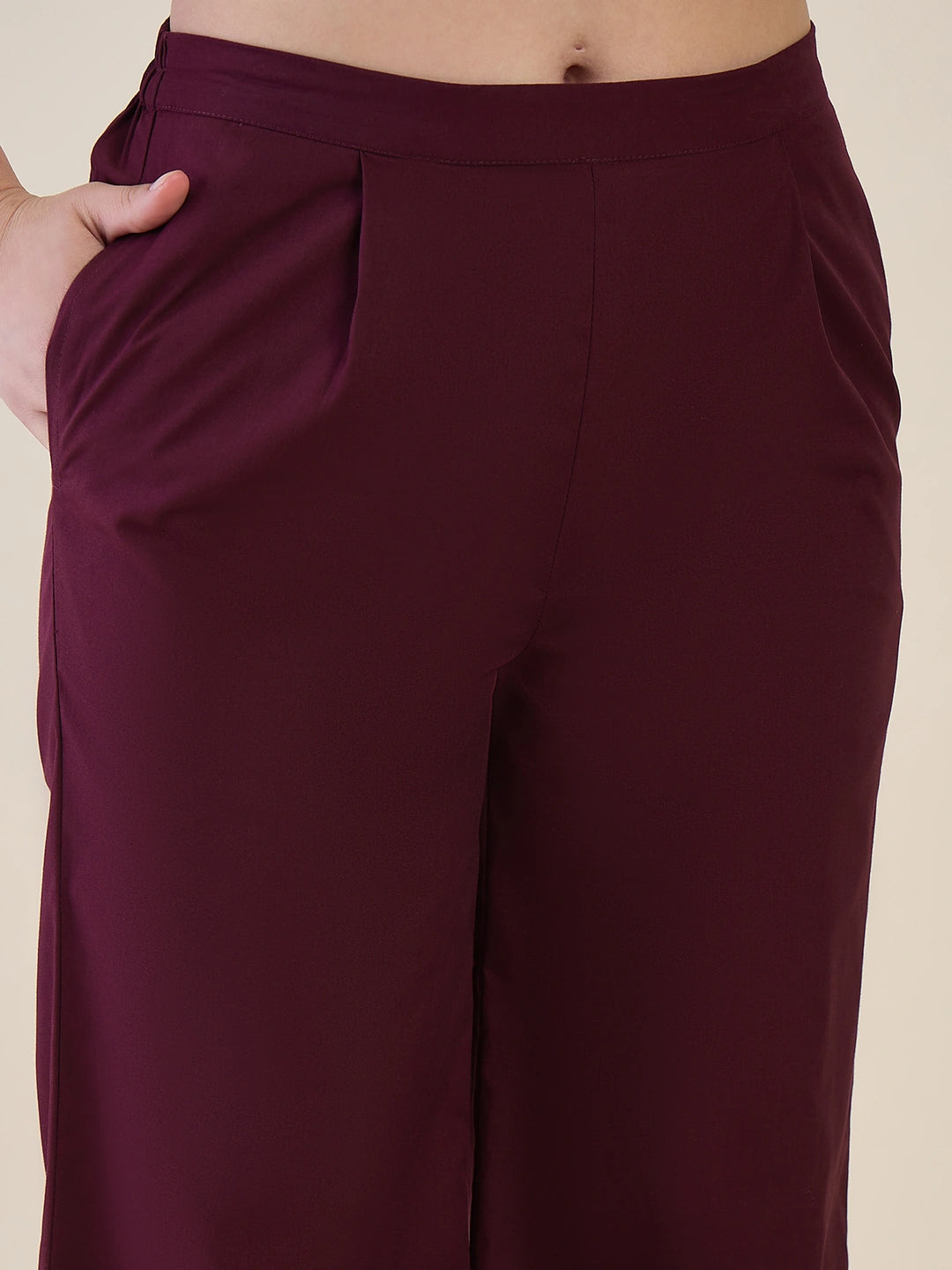 Women Burgundy Puff Sleeves Co-ord Set