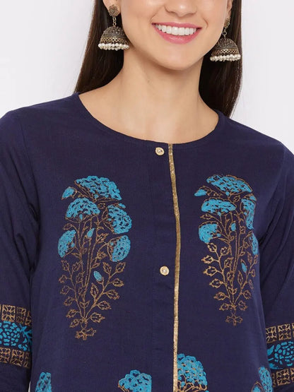 winered-dark-blue-straight-cotton-printed-kurta-pant-dupatta-set