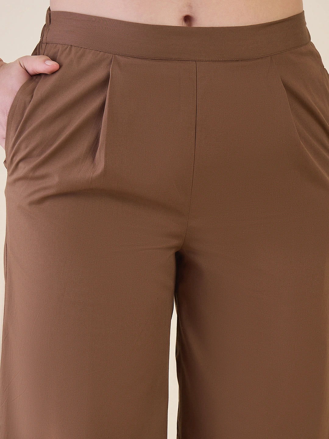 Women Brown Sleeveless Vest Top with Pants Co-ord Set