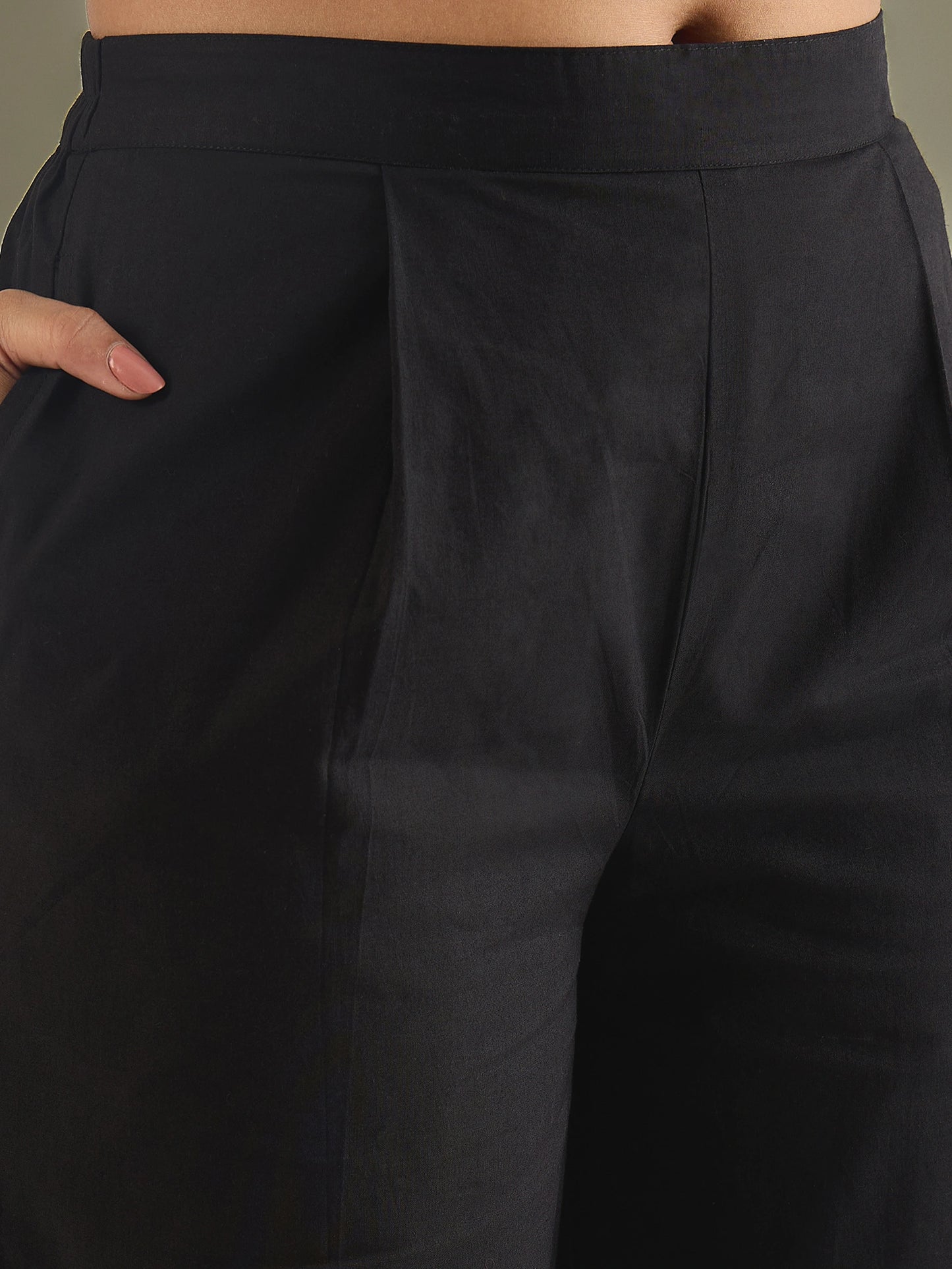 Black cotton embroidered waistcoat with color-blocked co-ord set