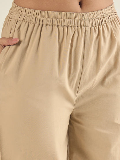 women-beige-cotton-poplin-lace-detailed-tunic-with-pant-co-ord-set