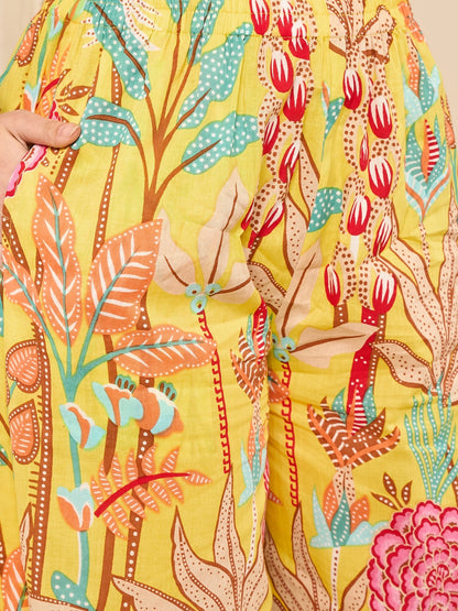 yellow-printed-collared-pathani-kurta-set