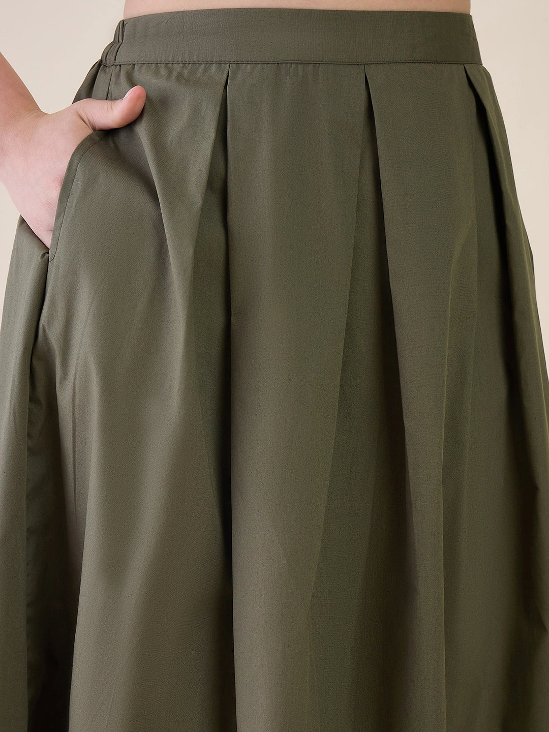 Women Olive Green Vest & Skirt Co-ord Set
