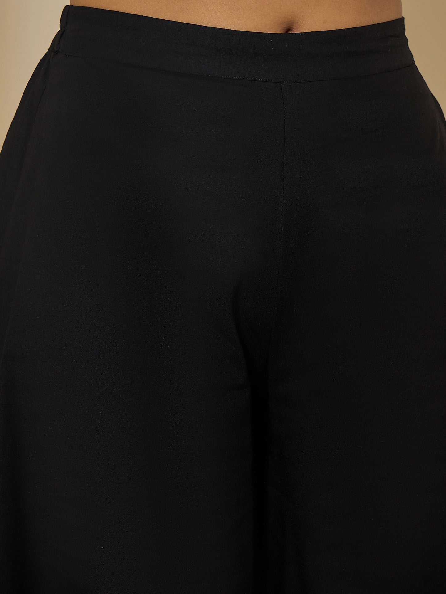 Black Cotton Embroidered Crop Top with flared Pant Co-ord Set