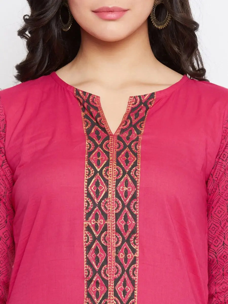 winered-pink-a-line-cotton-paisley-kurta