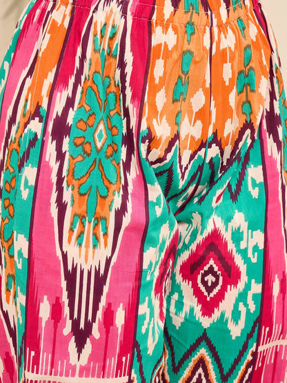 women-ikat-printed-aysmmetric-bottom-co-ord-set