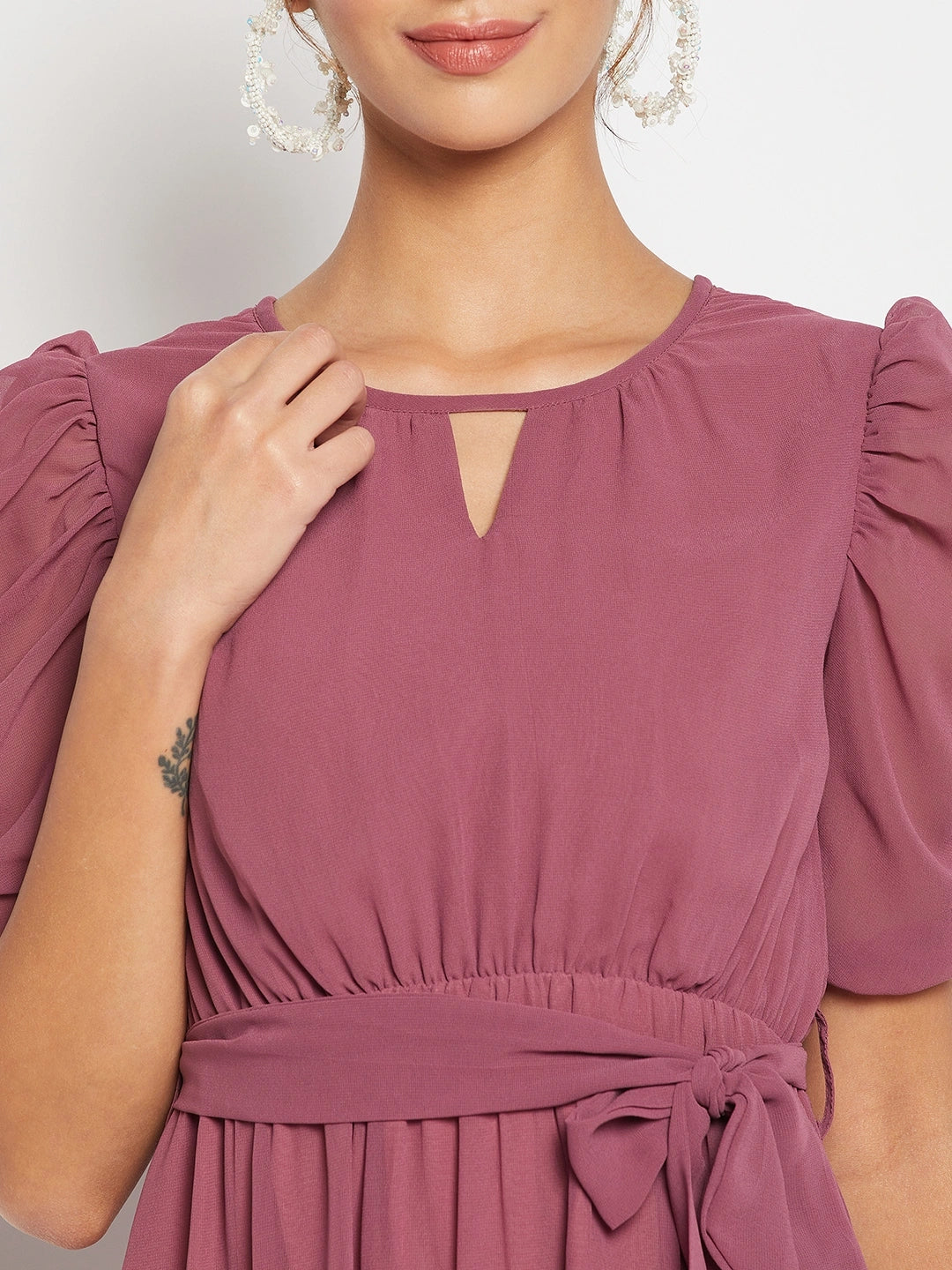 Woman Tier Bottom Solid georgette Dress