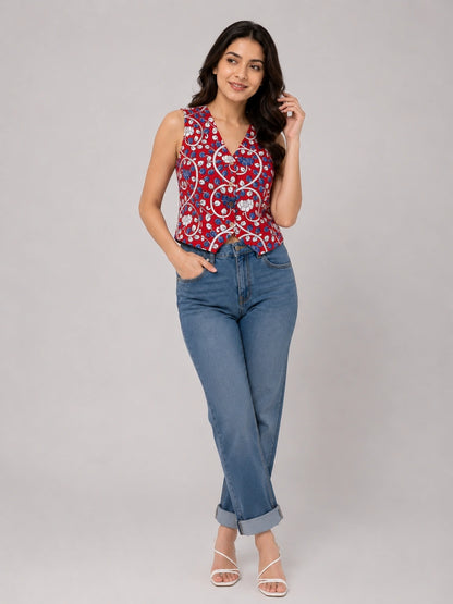 Women Floral Waistcoat