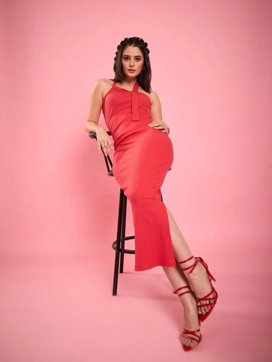 winered-women-red-halter-neck-ribbed-bodycon-dress