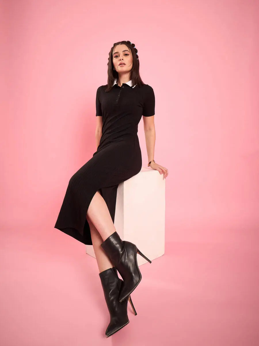 winered-women-black-collared-bodycon-dress