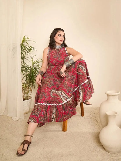 paisley-printed-flared-midi-dress