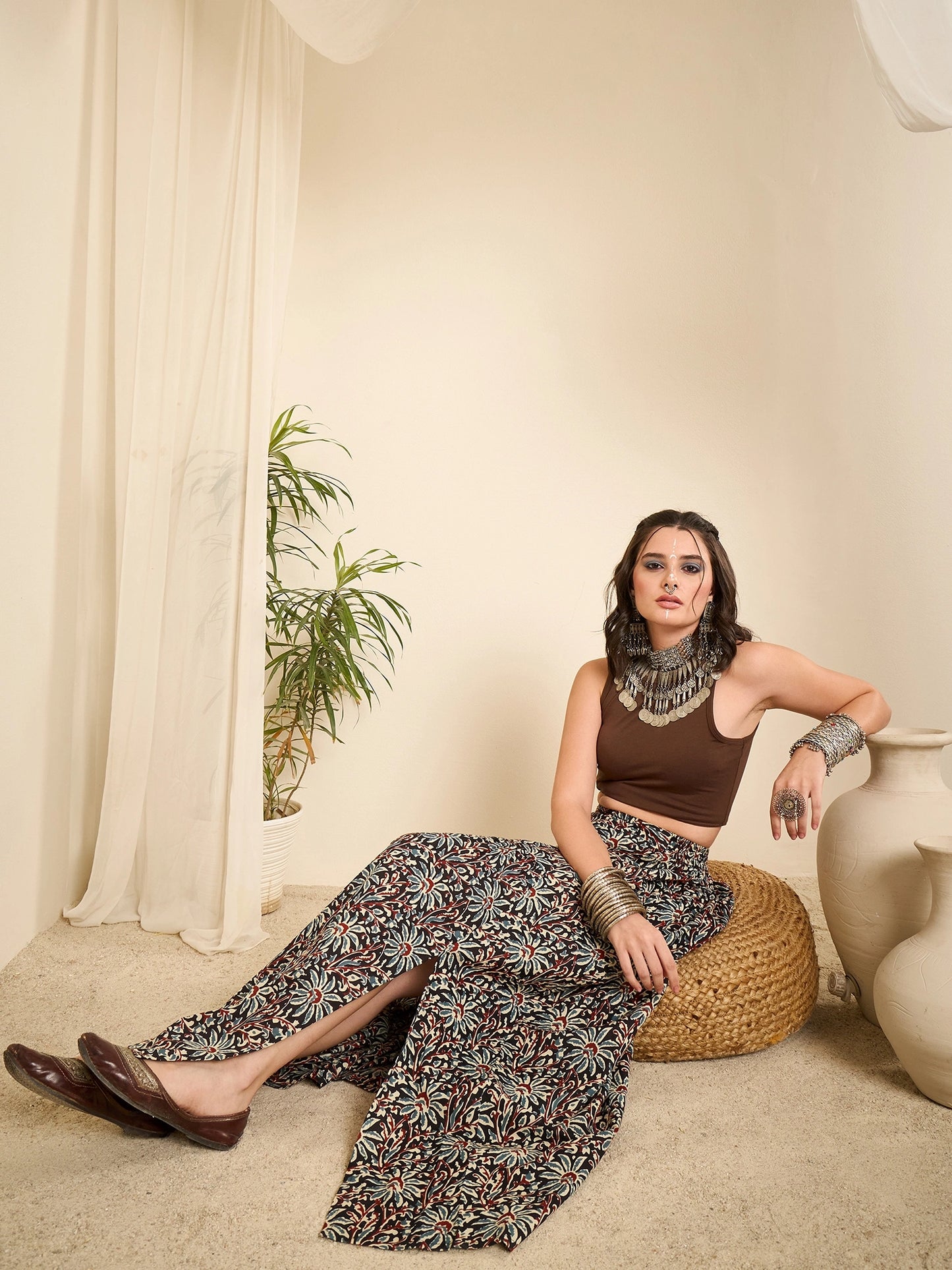women-floral-ajrakh-printed-a-line-skirt