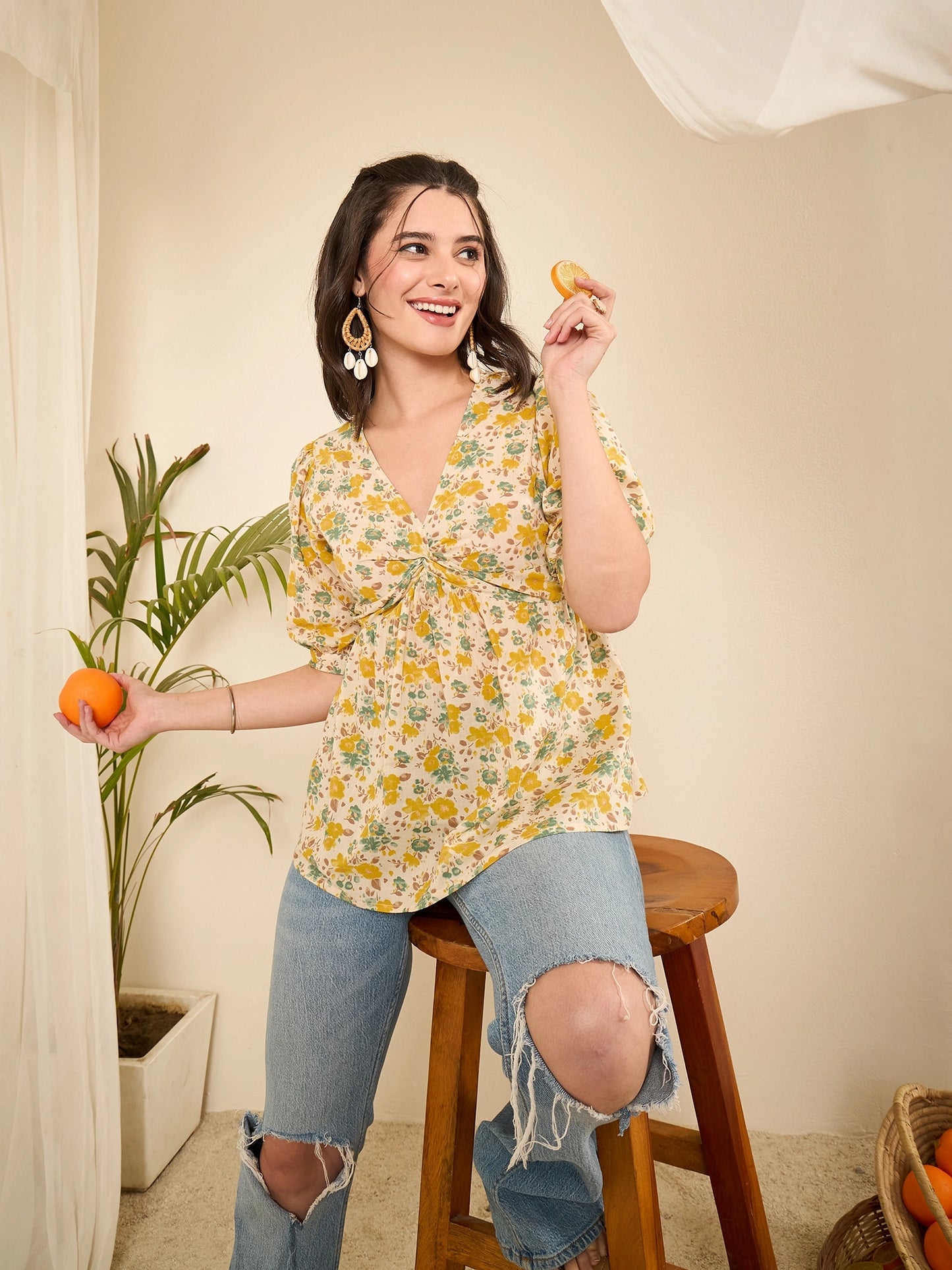 V-Neckline Twisted Top