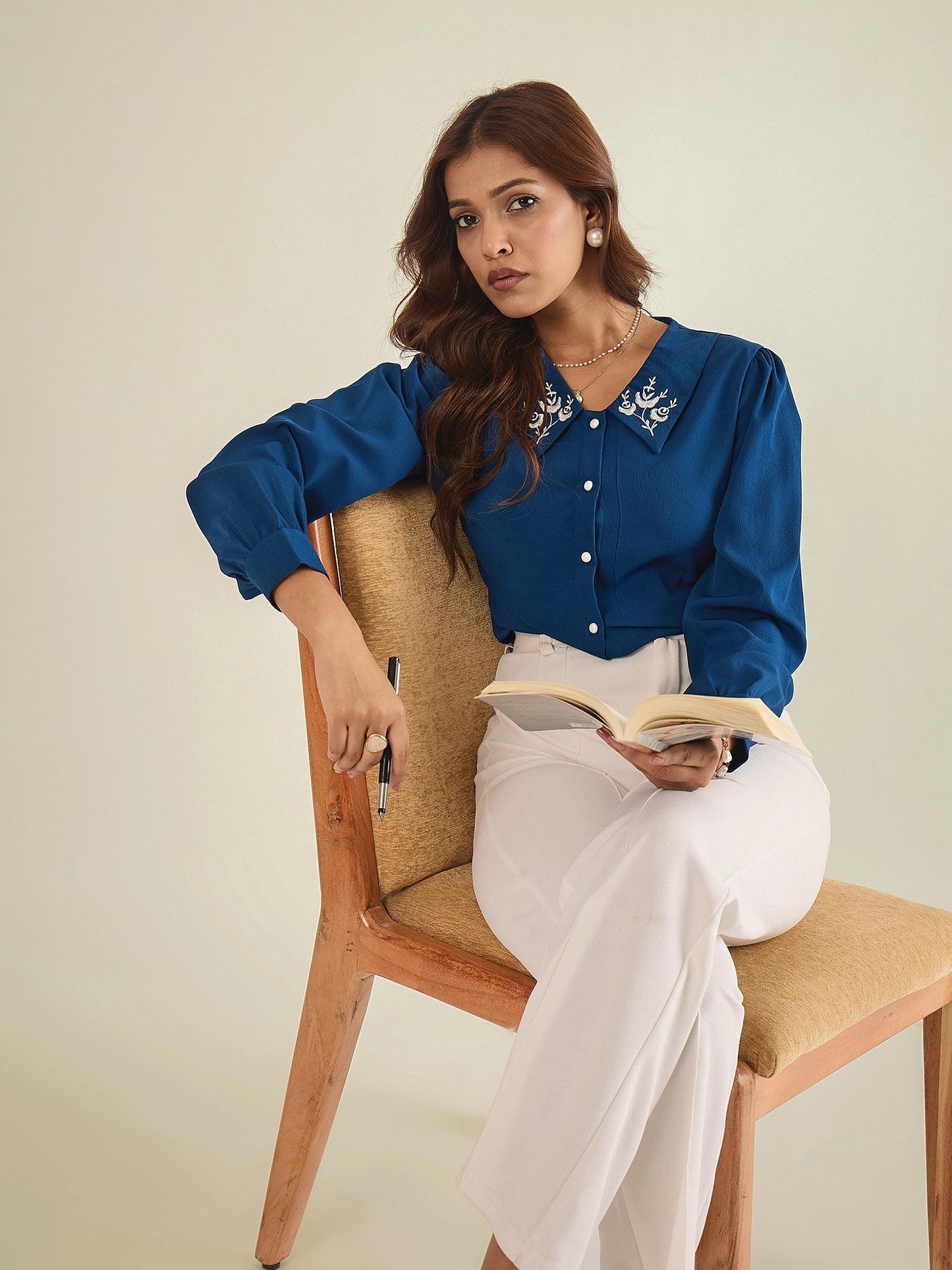 winered-women-blue-collared-shirt-with-contrast-embriodery
