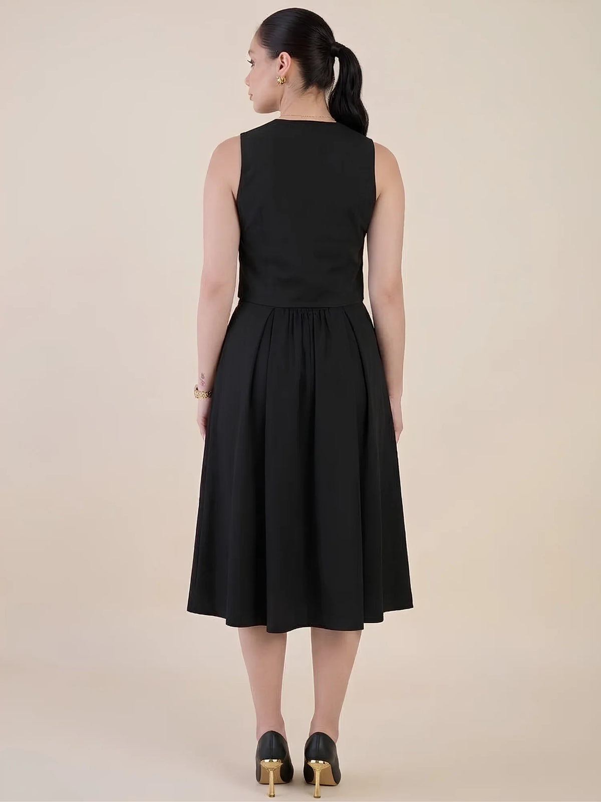 Women Black Vest & Skirt Co-ord Set