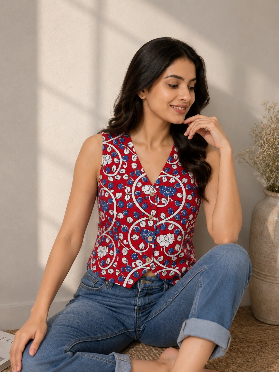 Women Floral Waistcoat