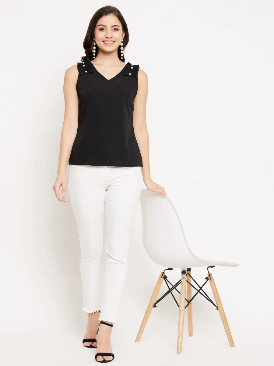 winered-trendy-black-cotton-tops-for-women-v-neckline-top-with-frill-beads-detailing