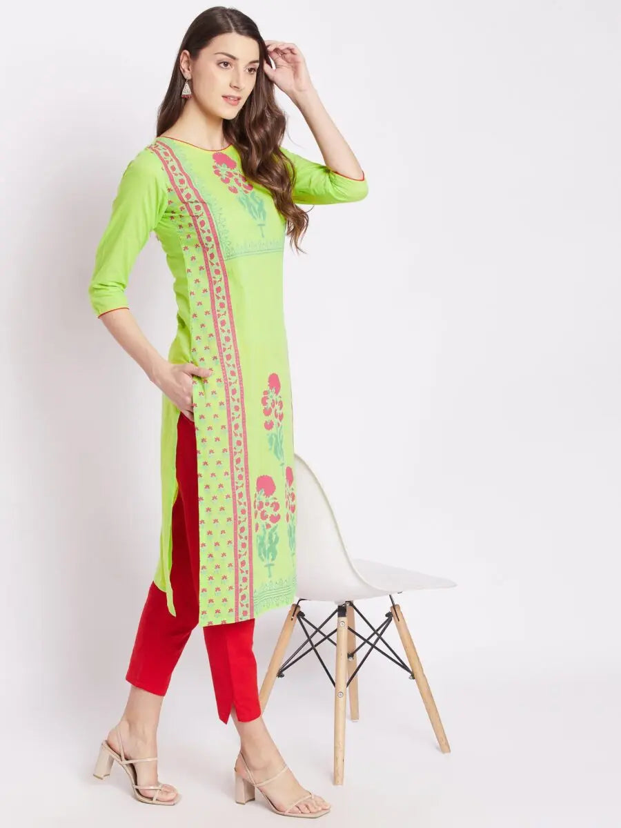 winered-light-green-straight-pure-cotton-printed-kurta