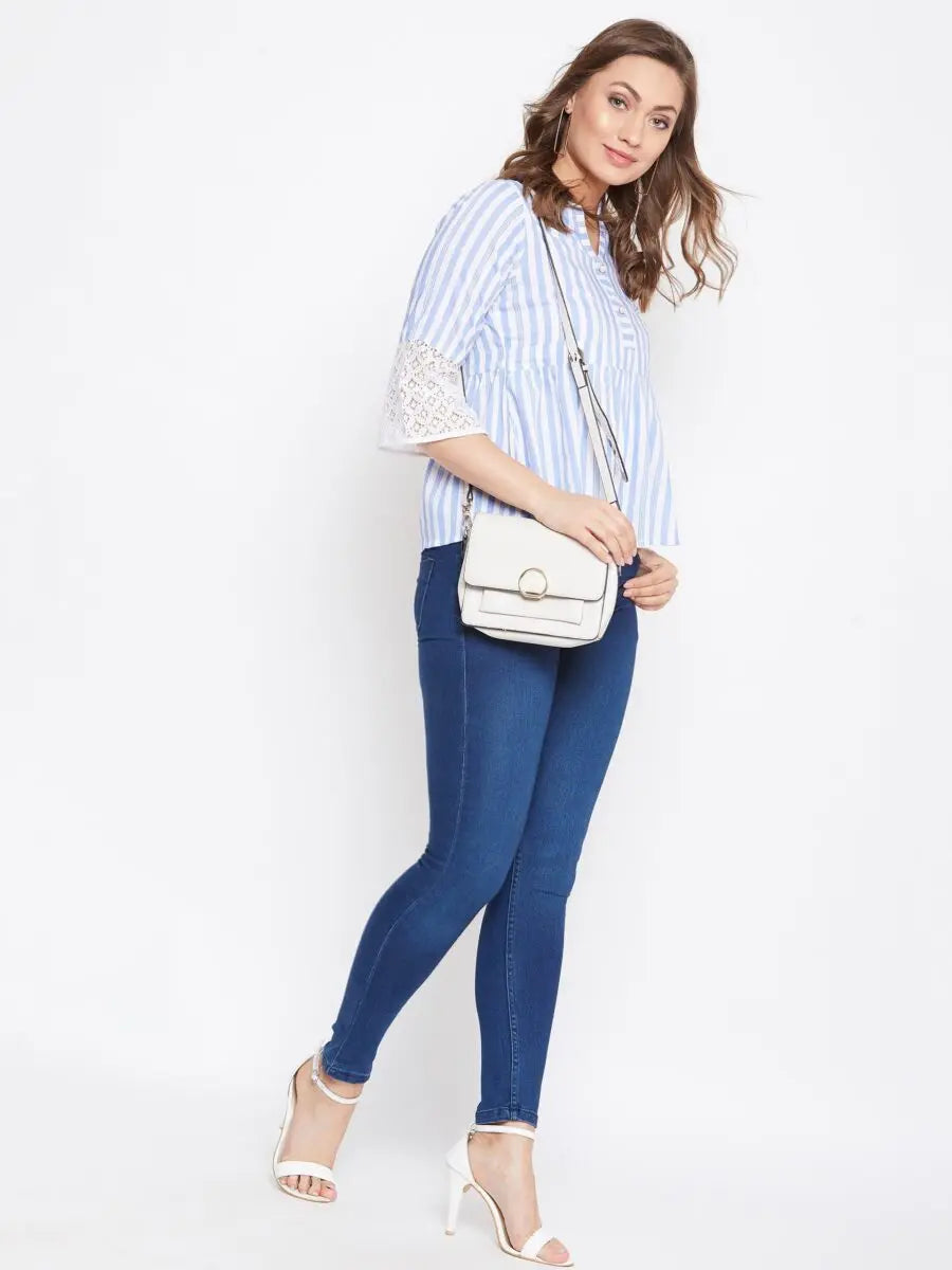 winered-blue-striped-rayon-empire-waist-top