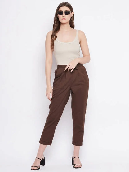 winered-brown-regular-fit-cotton-solid-trouser