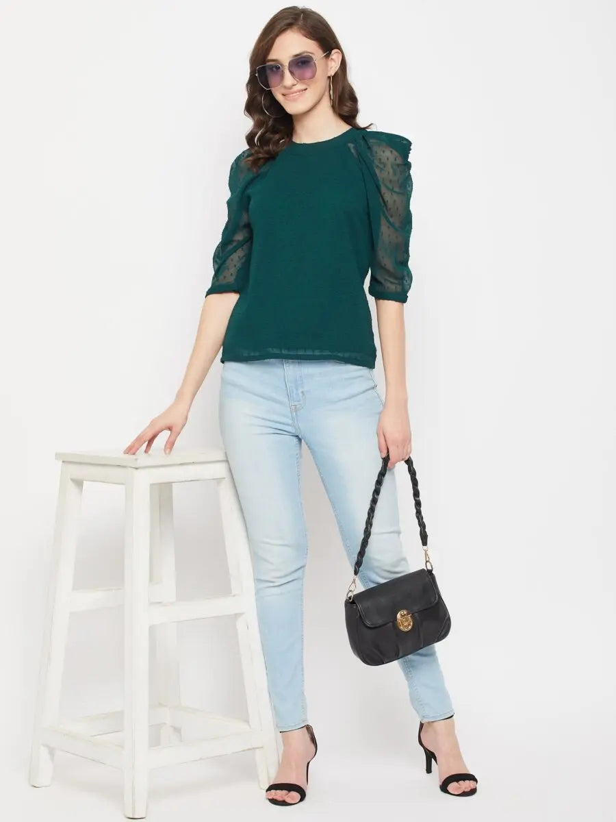 winered-women-green-tunic-top-cowl-sleeve-top