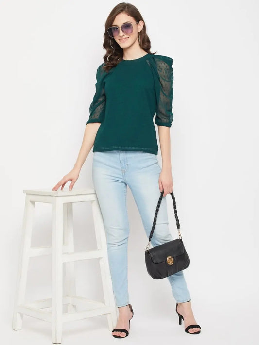 winered-women-green-tunic-top-cowl-sleeve-top