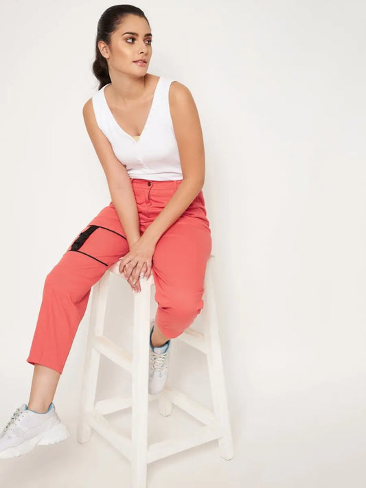 winered-peach-trouser-with-buckle