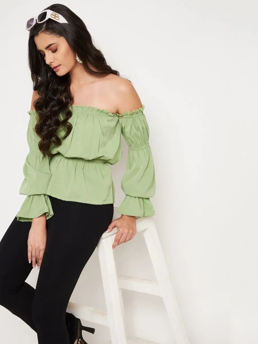 winered-light-green-off-shoulder-top