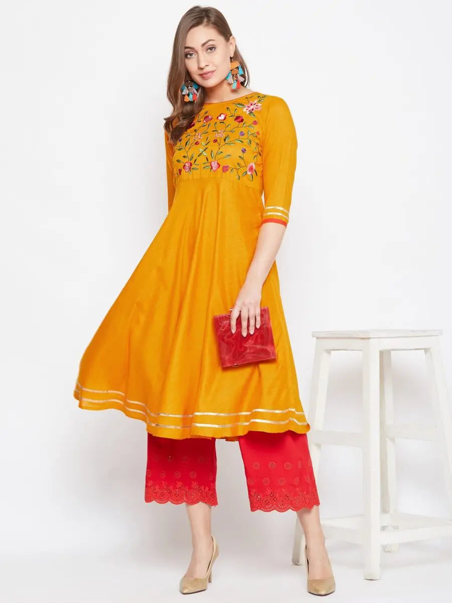 winered-mustard-yellow-anarkali-rayon-embroidered-kurta