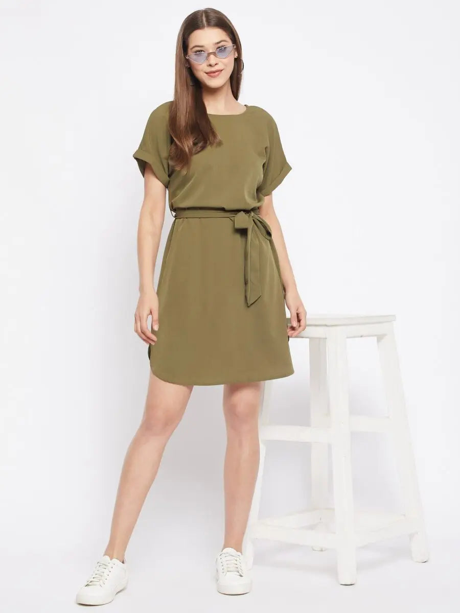 winered-green-sheath-crepe-solid-dress