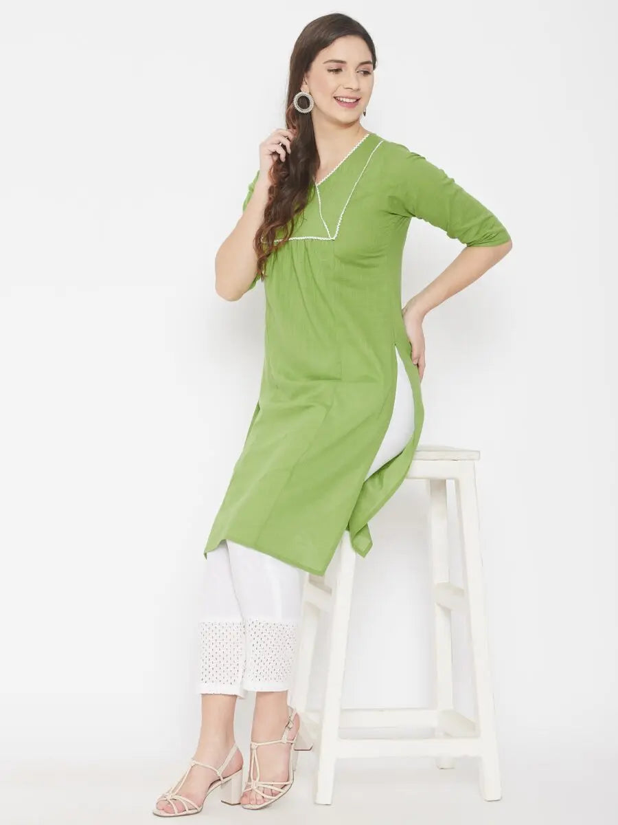 winered-green-straight-cotton-solid-kurta-and-pant-set