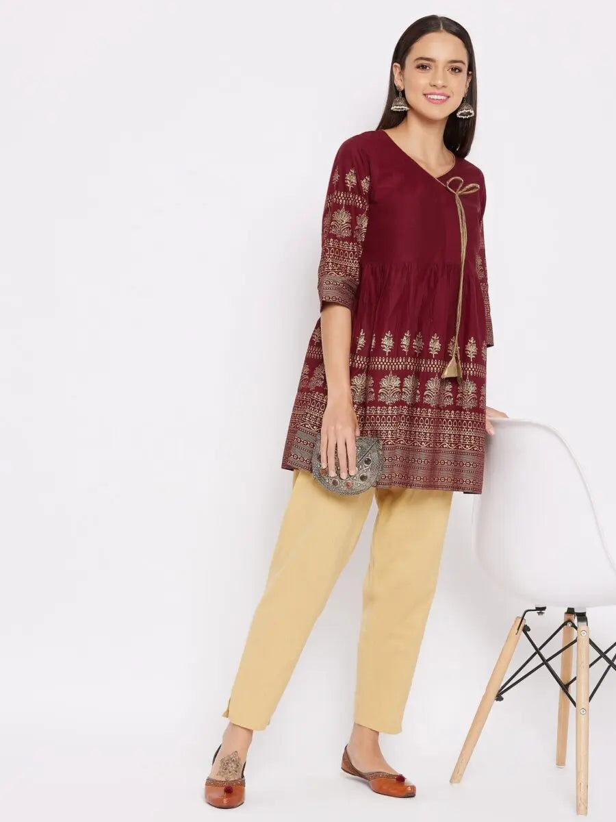 winered-maroon-flared-cotton-printed-top
