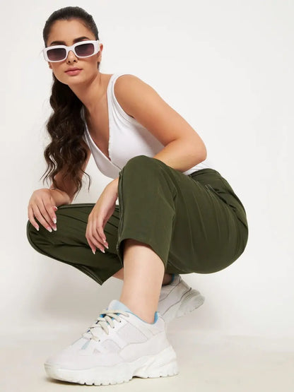 winered-olive-olive-cotton-trouser-for-women-with-contrast-thread