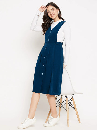 winered-women-blue-solid-pinafore-dress-with-button