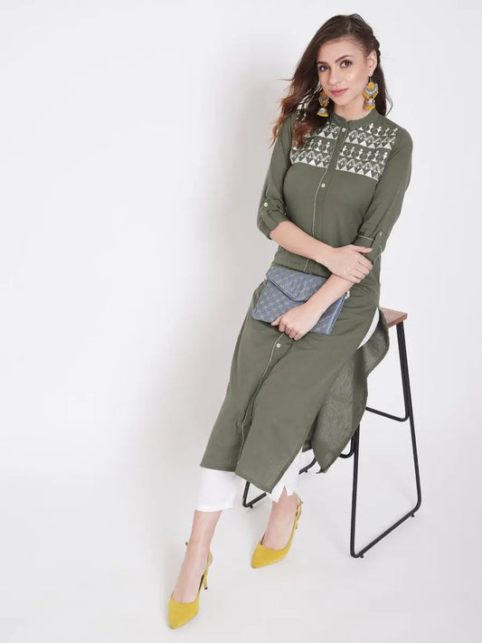 winered-grey-straight-cotton-embroidered-kurta