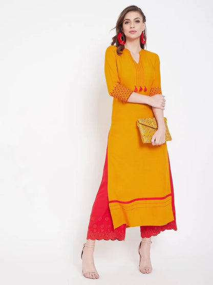 winered-mustard-straight-rayon-embroidered-kurta