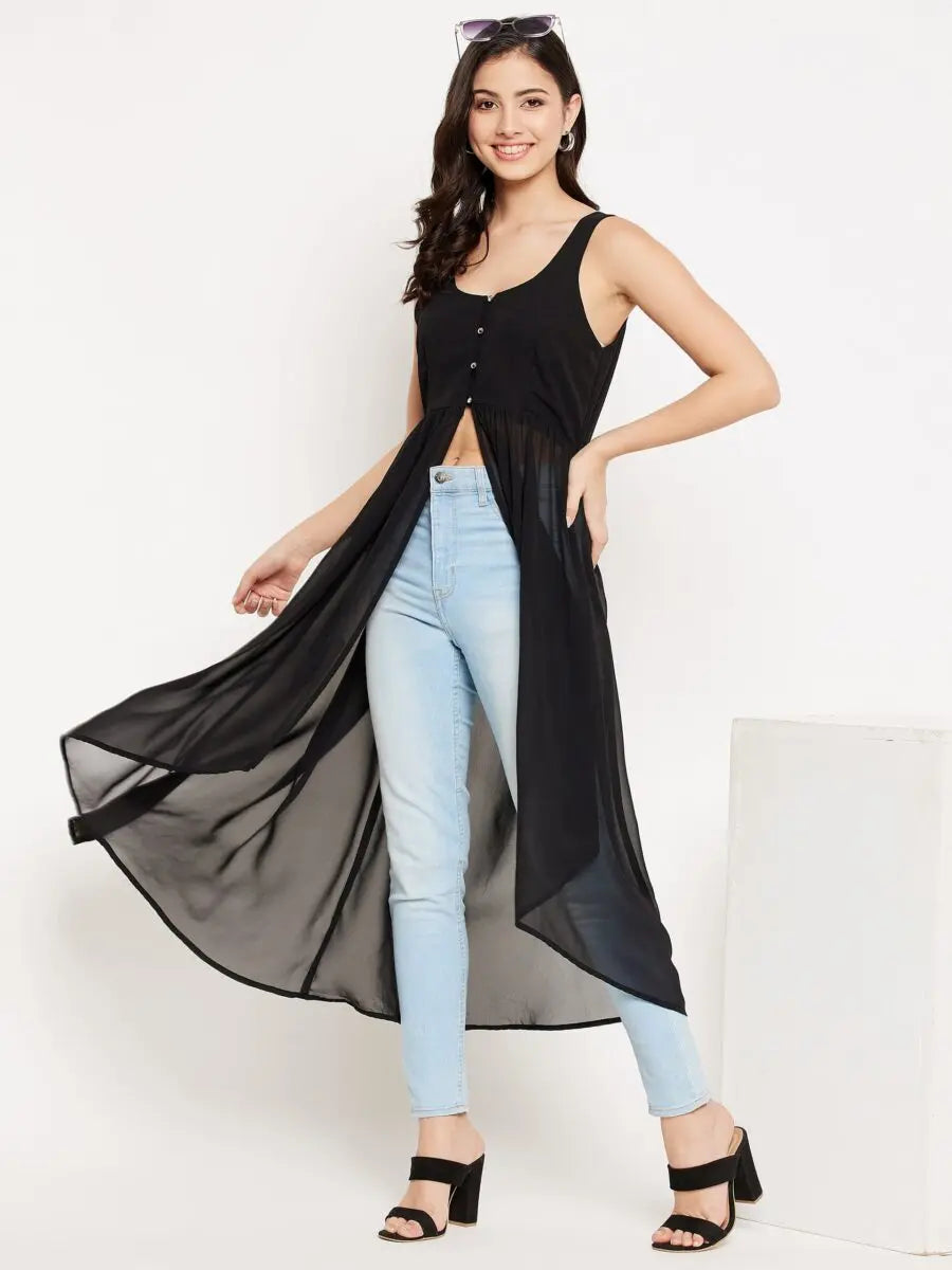 winered-black-tops-for-women-front-opening-high-low-top