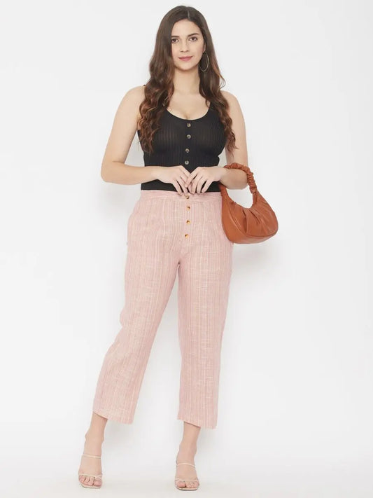 winered-pink-regular-fit-cotton-texetured-trouser