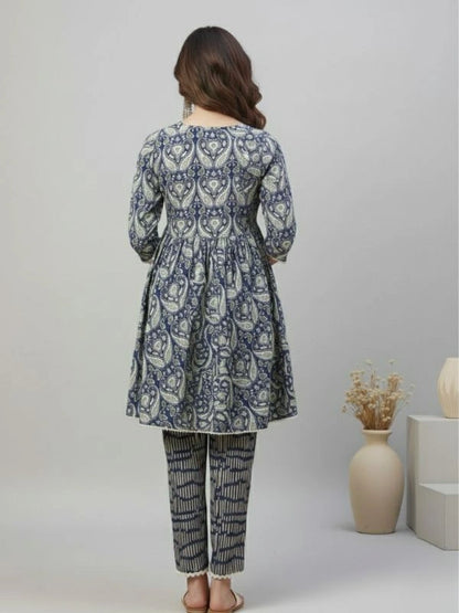 Women's Indigo Ethnic Coord Set