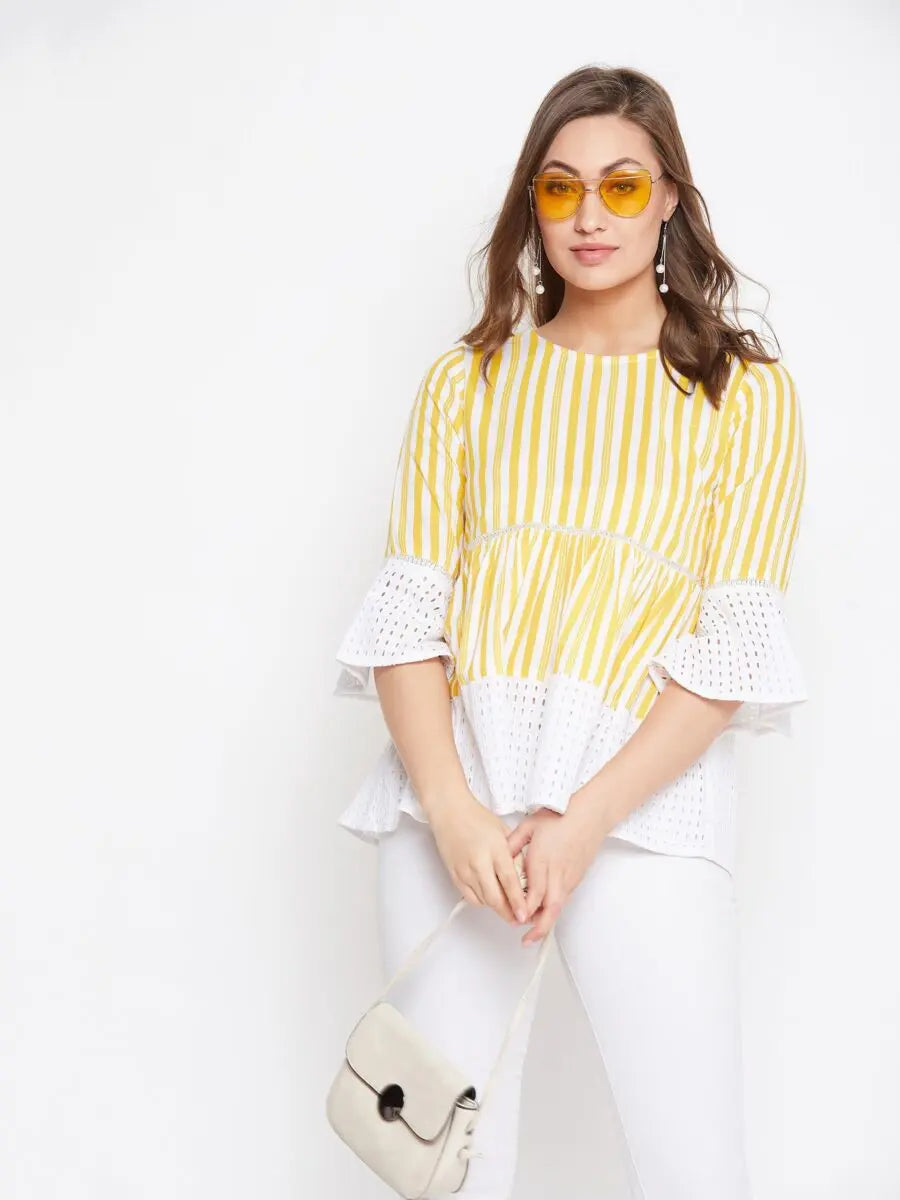 winered-yellow-striped-rayon-empire-waist-top