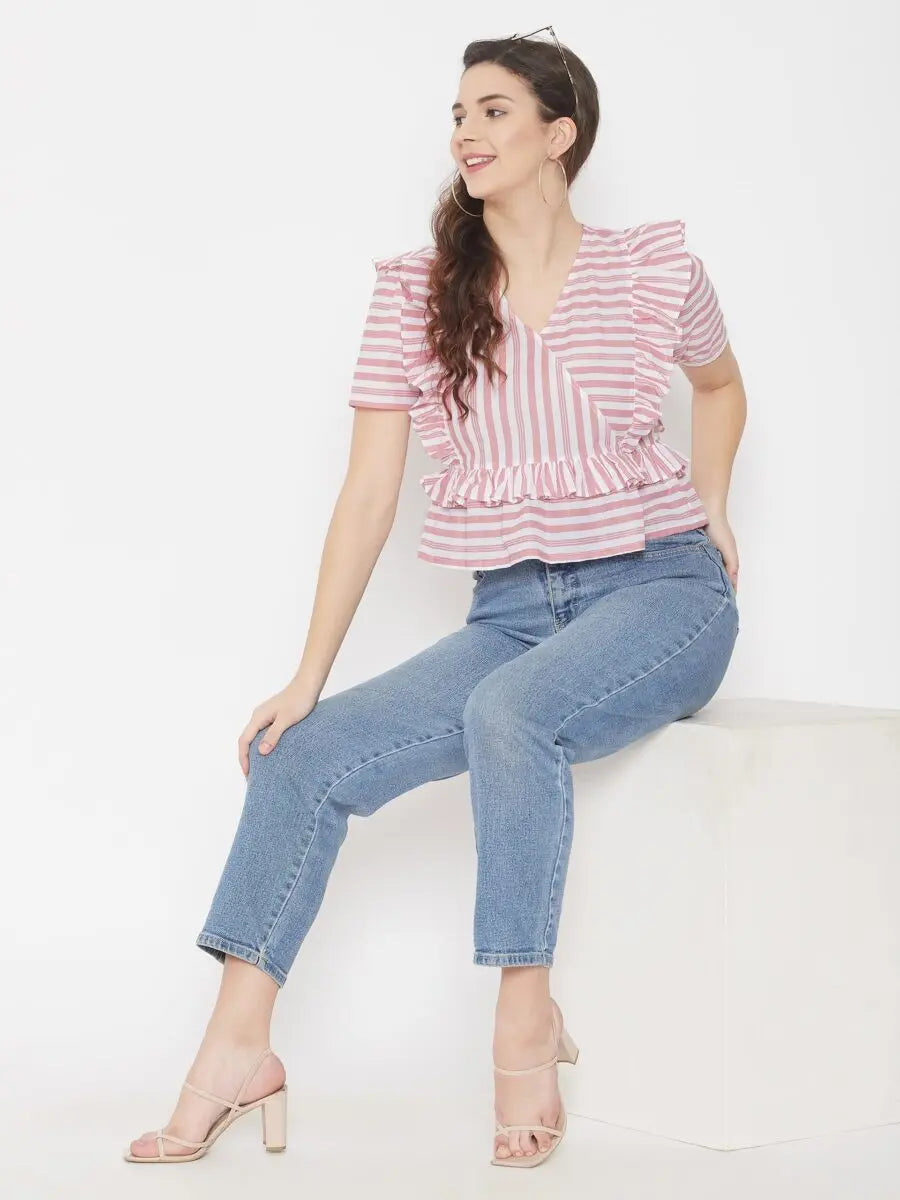 winered-pink-cotton-striped-top