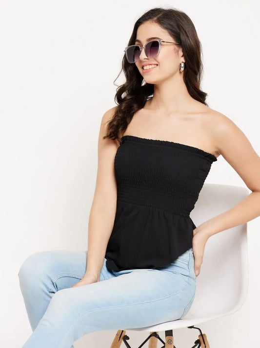 winered-crepe-cotton-tops-for-women-shirred-frill-smocking-top